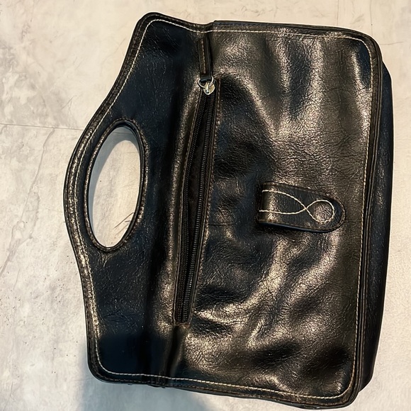 Worthington  genuine leather handbag  EUC black/ silver accents   11.5”x 6”x 2” - Picture 6 of 10